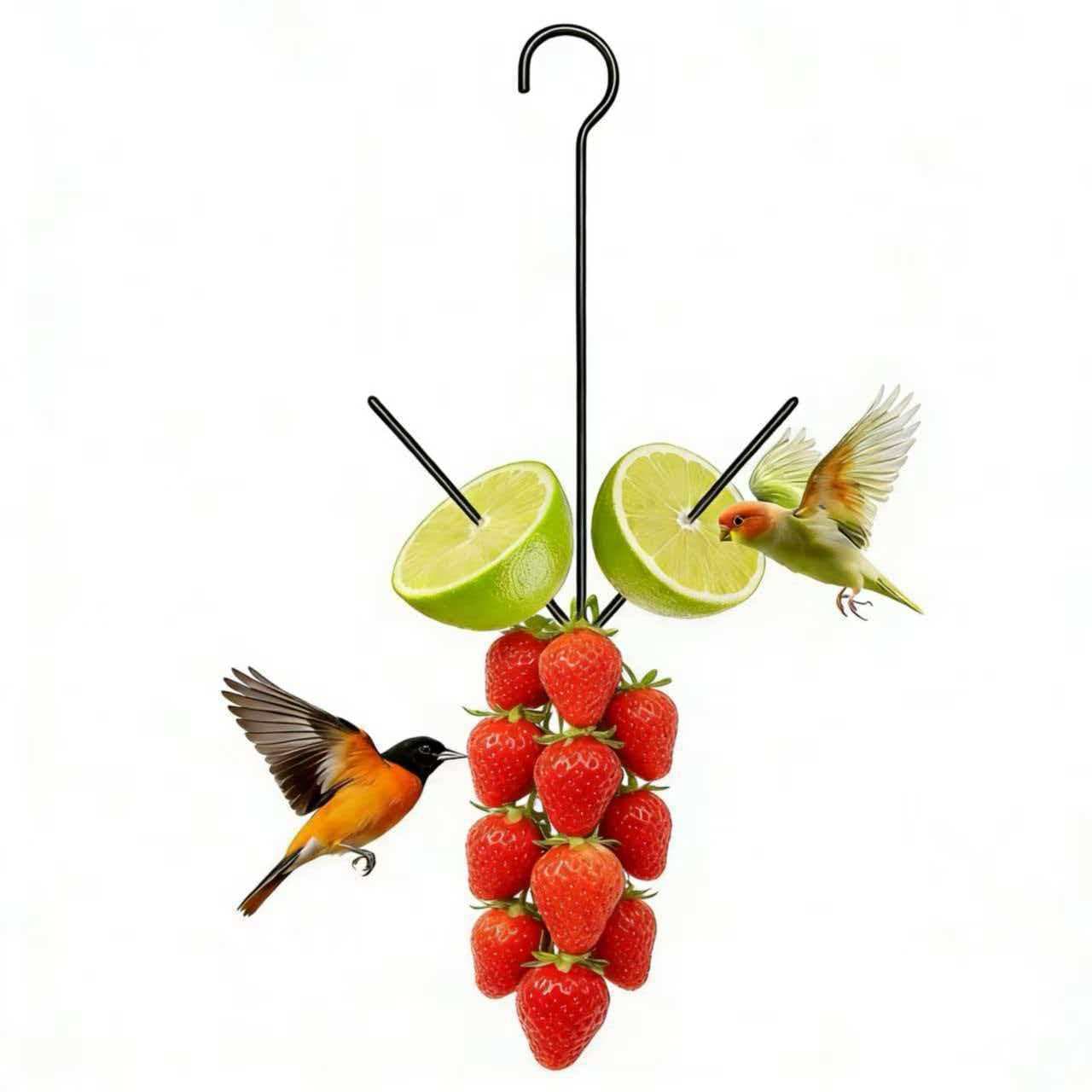 Outdoor Hummingbird Wild Bird Feeder Double Fork Hanging Fruit Bird Feeder Vegetable Meat Feeding Hook Squirrel Nut