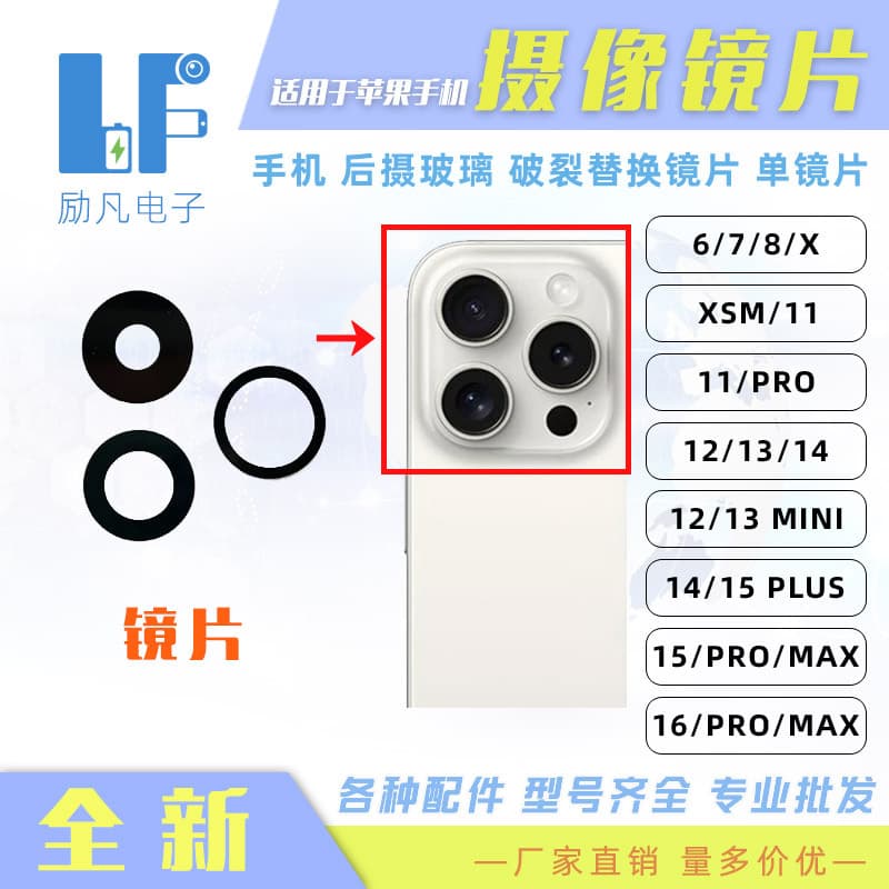 Suitable for Apple 17/17Pro/16/14/13/11/Xr/X Mobile Phone Rear Camera Lens Glass