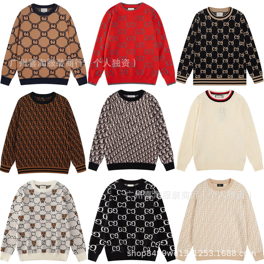 High Version High Quality GU 2025SS Autumn/Winter Letter Jacquard Knitwear Long Sleeve Loose Unisex Sweater
