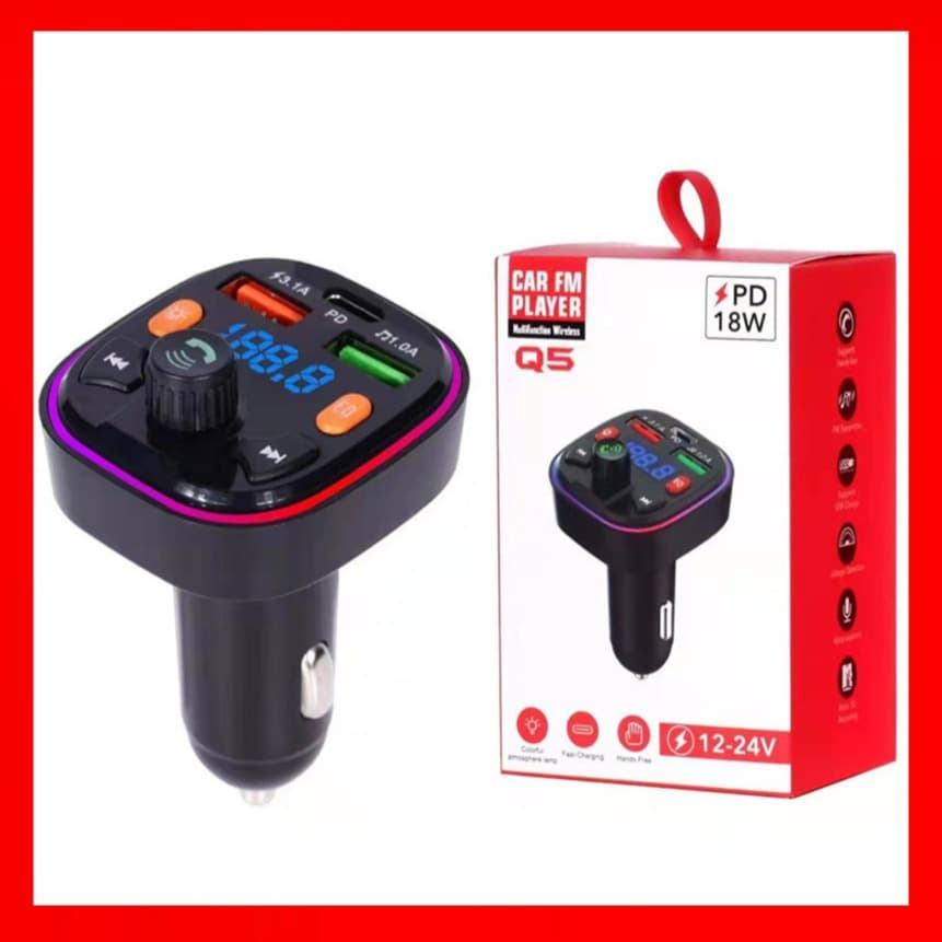Q5Q7G37G38 new FM smart digital display car charger USB2.1A car multi-function charger car MP3