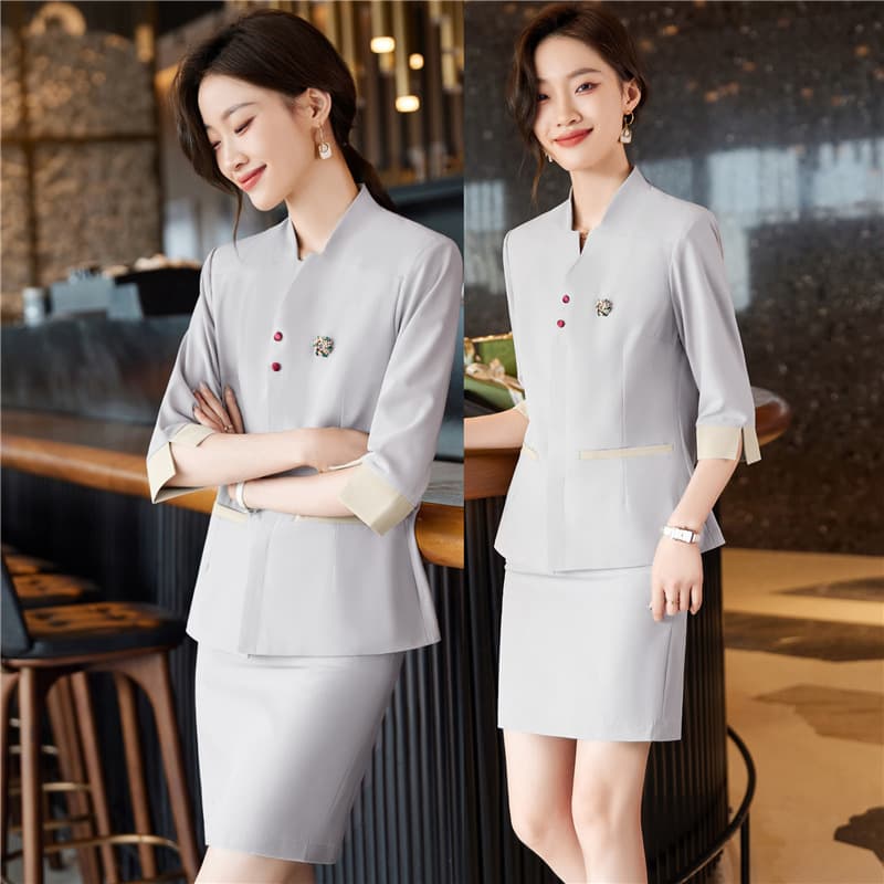 Elegant Spa Technician Work Uniform Set Front Desk Hotel Staff Outfit Spring Autumn Beauty Therapist Professional Attire