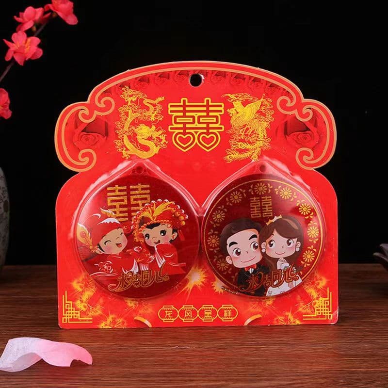 Wedding mirror red waist holding mirror wedding supplies bride makeup small round wedding