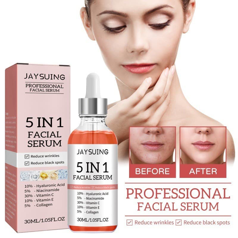 Jaysuing 5-in-1 Facial Serum Moisturizes Skin, Anti-Wrinkle, Firming, Fades Spots, Nourishes and Beautifies Skin