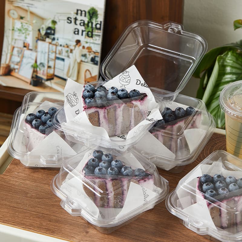 Internet celebrity bento cake box packaging cut into pieces tiramisu dessert baking pastry transparent packaging box