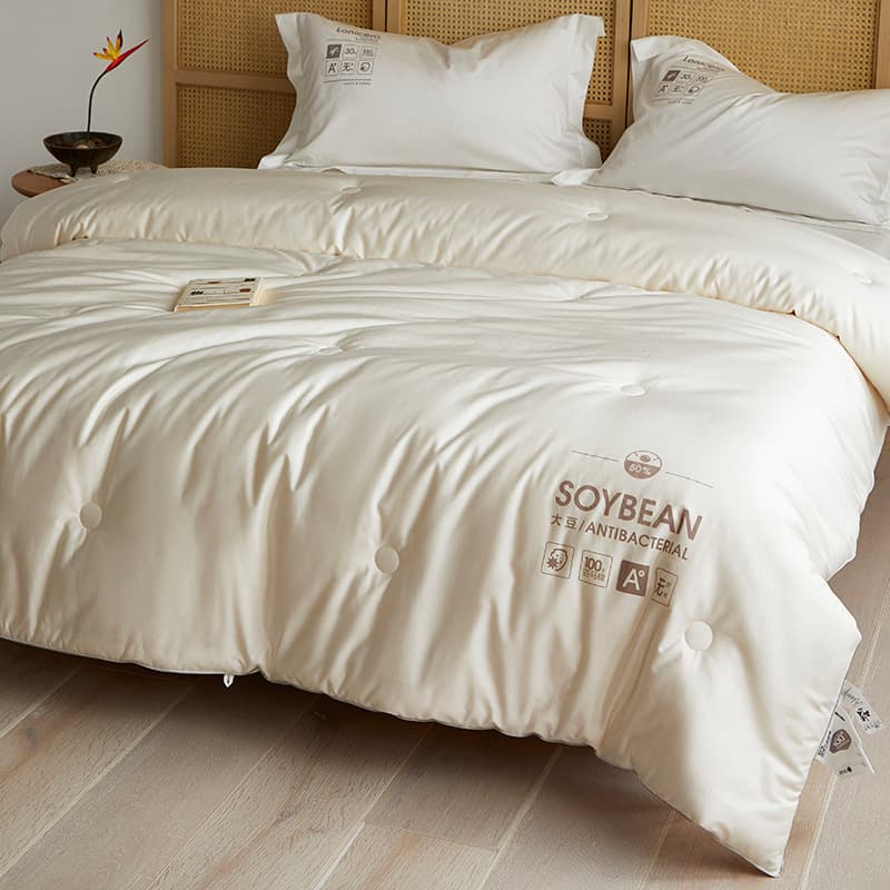 Light Luxury Grade A 50% Soybean Fiber Winter Quilt, 100-count Pure Cotton Spring/Autumn Quilt, Double-Sided All-Cotton Quilt Core, Warm Quilt