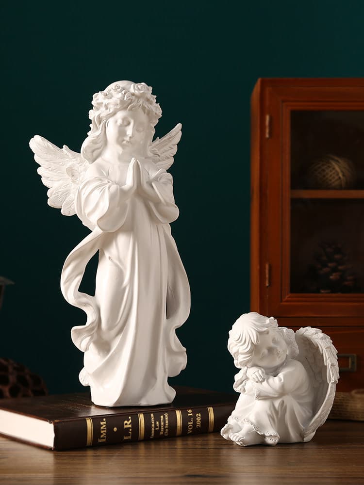 European Vintage Angel Girl Decoration American Resin Plaster Sculpture Statue Living Room Small Ornament Gift