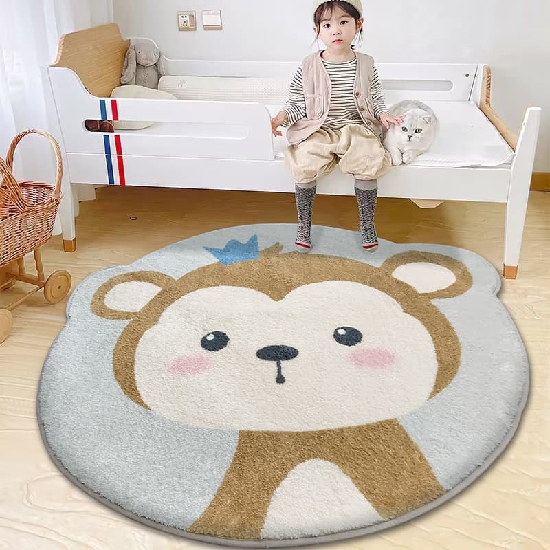 Cute Round Carpet Thickened Living Room Floor Mat Home Cartoon Kids Baby Crawling Mat Bedside Rug