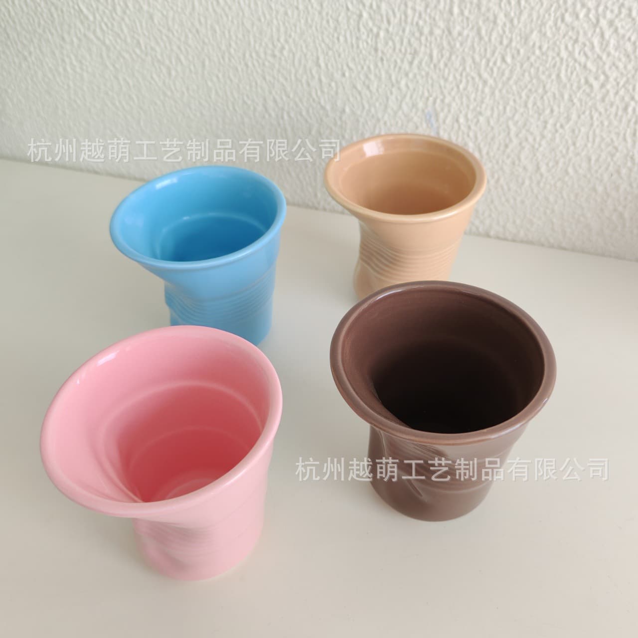 Factory French pleated ceramic cup irregular creative design coffee cup small internet celebrity breakfast cup dessert cup