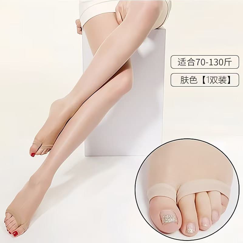 Thin 0D Open-Toe Pantyhose with Toe Separator, Reinforced Crotch, Spring/Summer Women's Toe-Exposed Footless Tights