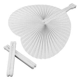 White Heart-Shaped Paper Fan for Cross-Border Sales, Small Round Fan, White Paper Fan, Folding Fan
