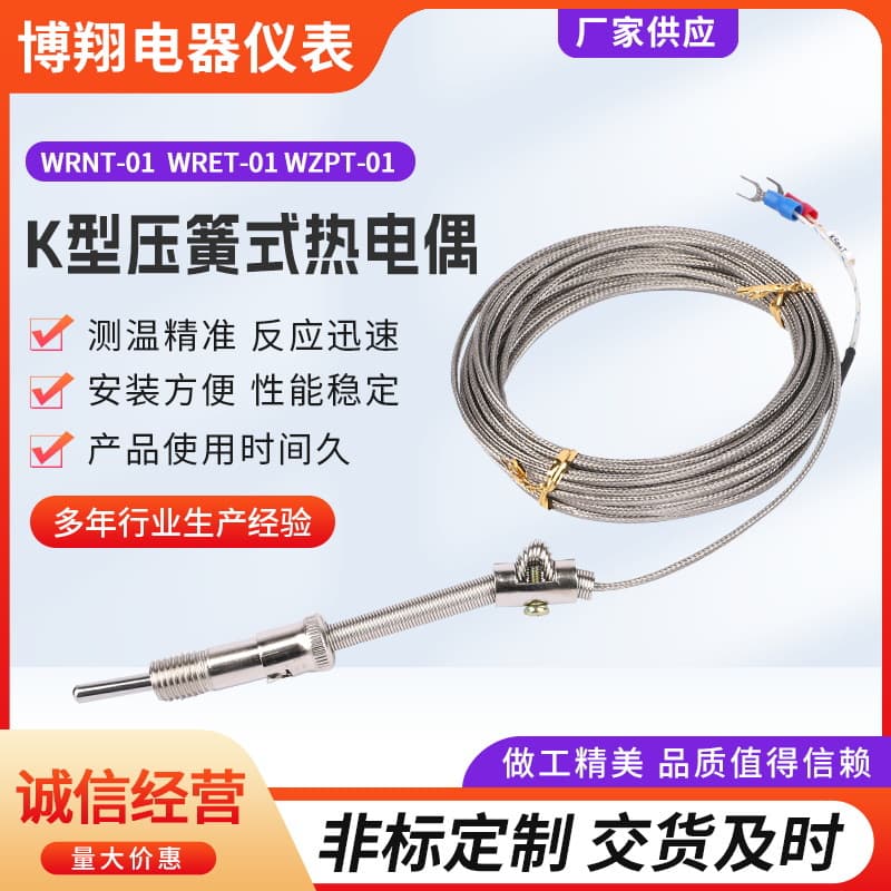 Manufacturer supplies K-type spring-loaded thermocouples WRNT-01 and WRET-01K type quenching furnace temperature measuring rods.