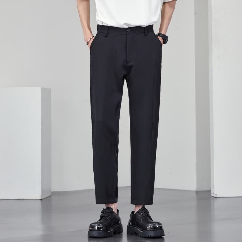 JYF-2570 Men's Suit Pants Spring Summer Cropped Straight-Leg Ice Silk Trousers Slim Fit Casual Pants