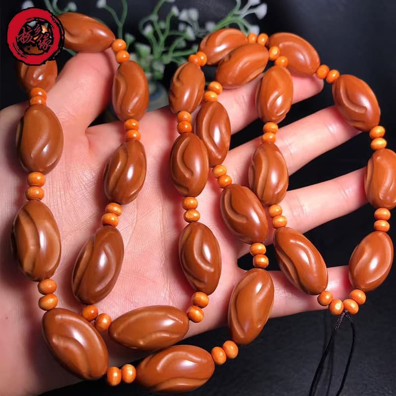 Olive Pit Carving Aged Oil Pit Small Turn of Fortune Pendant Cord Olive Pit Carving Small Turn Yuanjia God of Wealth Bracelet Accessory