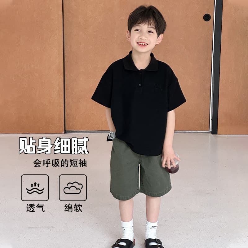 Maikexi Children's Short-Sleeve Polo Shirt Summer 2026 New Korean Style Boys' Turn-Down Collar Top Wholesale