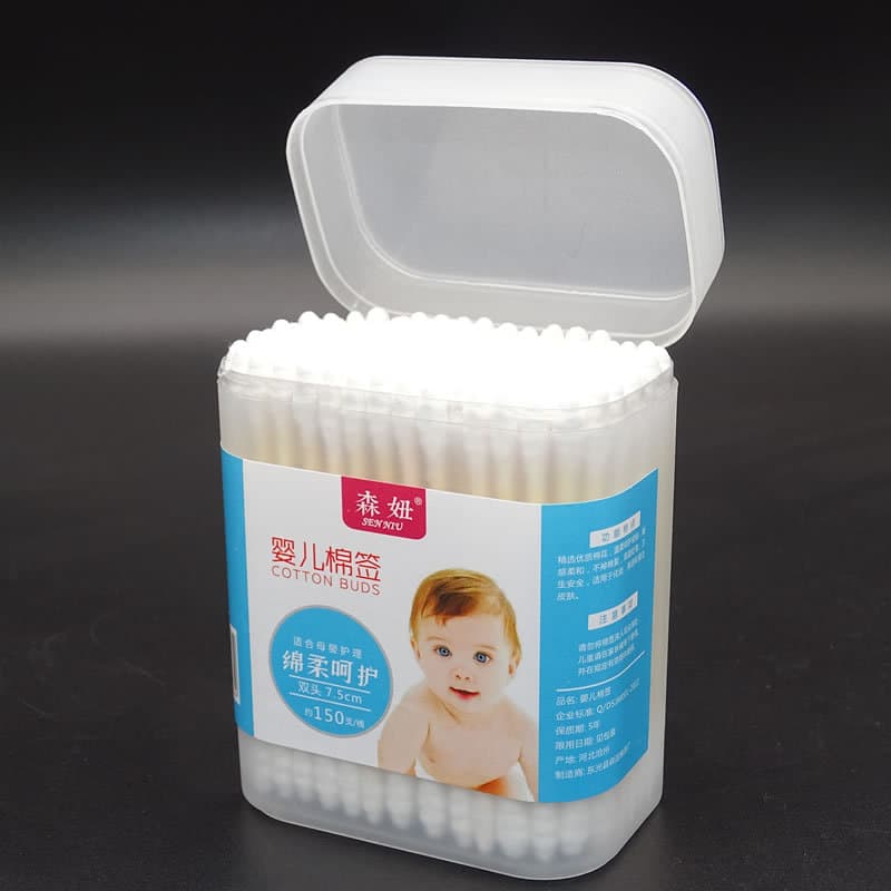 Baby Cotton Swabs 150 Threaded Cotton Head Frosted Box Disposable Household Bamboo Swabs Cotton Swabs Baby Kidsren's Cotton Swabs