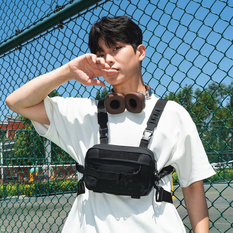 Tactical Chest Bag Sports Running Motorcycle Cycling Vest Bag Multifunctional Portable Backpack Chest Bag Crossbody Bag for Men