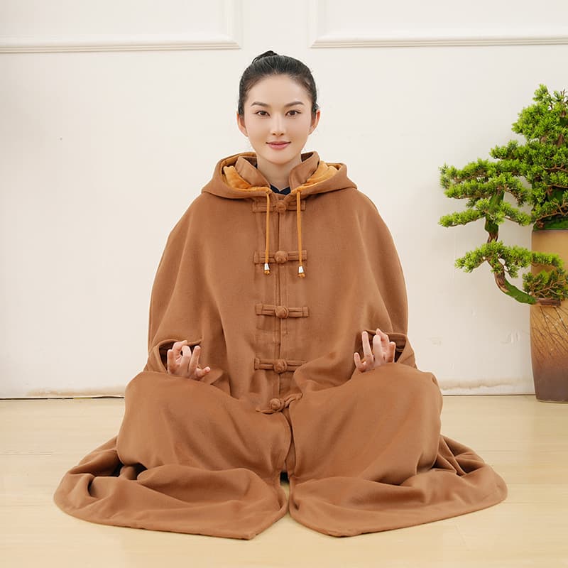 Winter Monk Hermit Meditation Clothing Double-layer Plush Meditation Cloak Thickened Zen Guanyin Cape Unisex Clothing