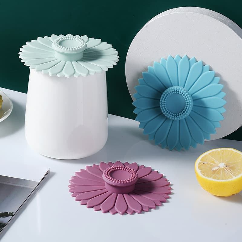 Silicone water cup lid, sealing creative tea cup lid, mug, glass ceramic cup, dustproof Nordic color cup lid