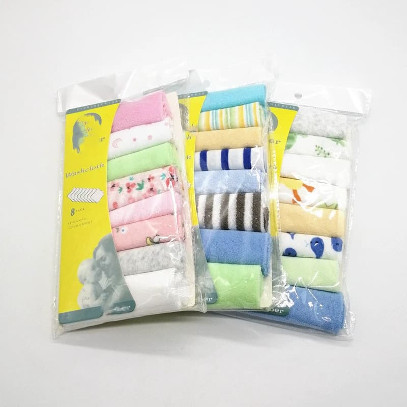 Baby Bibs Set of 8 Soft Absorbent Cotton Square Towels for Feeding And Drooling Unisex Infant Supplies Gift for Newborns