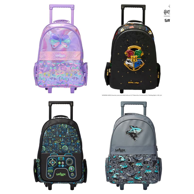 Australia Smiggle Rolling Backpack Large Student Travel Backpack with Wheels, Large Capacity