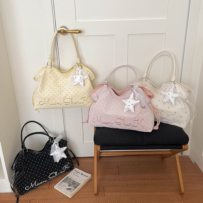 Polka Dot Bag Women's 2026 New Summer Exquisite Popular Shoulder Bag Large Capacity Tote Bag Class Commuting Bag