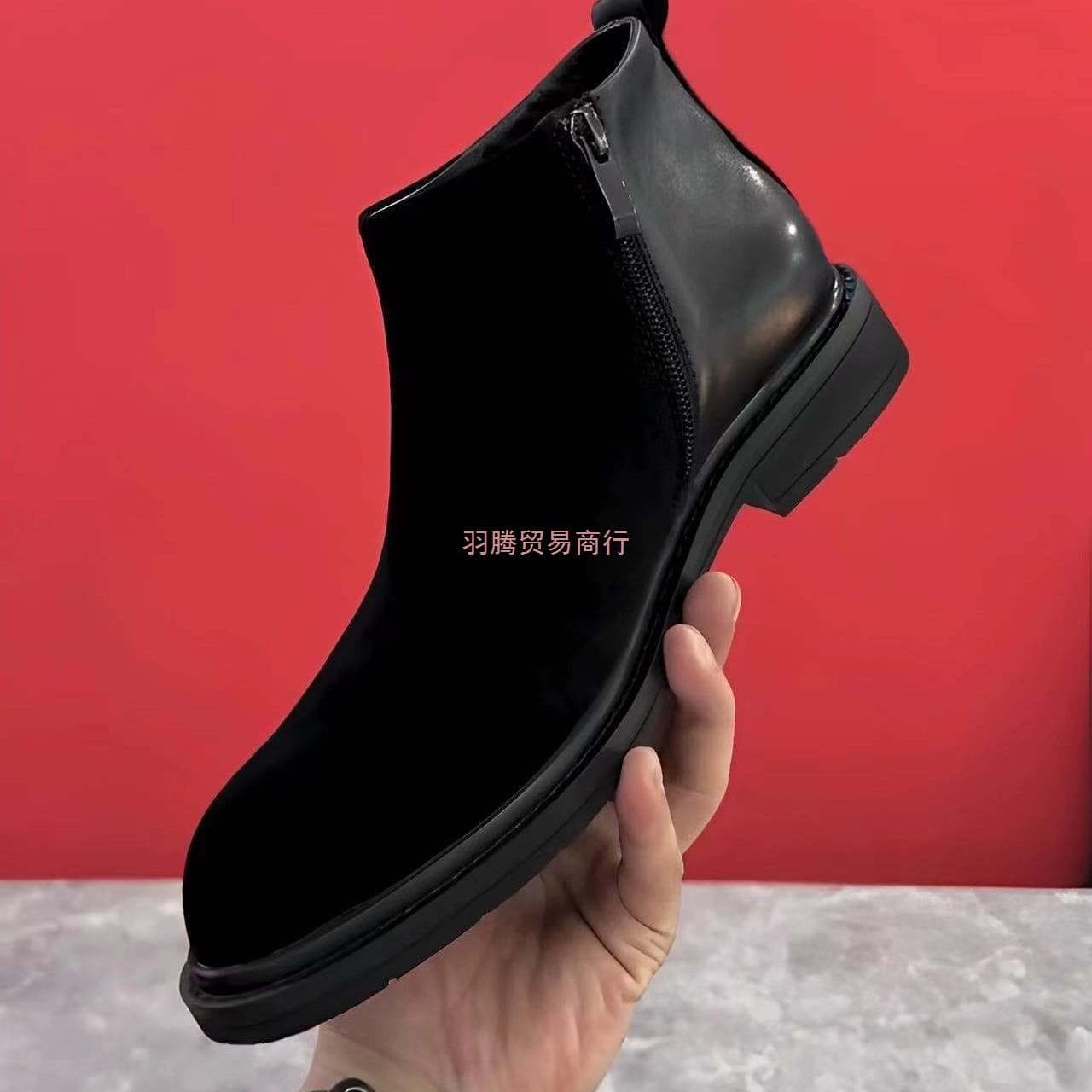 2025 Autumn/Winter Soft Leather Short Boots Martin Boots Fleece-lined Single Shoes Men's Black Versatile Casual High-top Leather Shoes Trendy