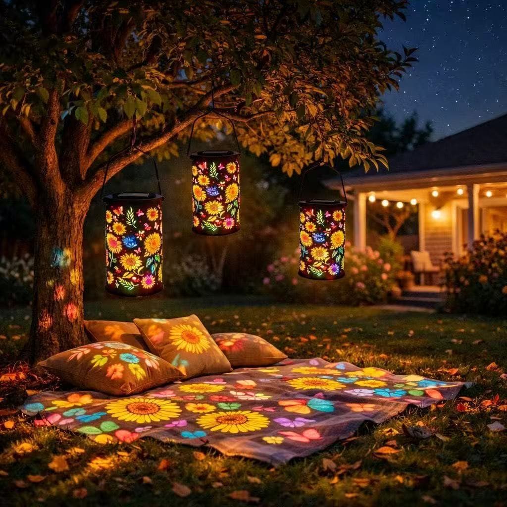 Solar-Powered Hanging Lanterns, Outdoor Garden Lights, Sunflower Colorful Garden Decorative Lights, Cross-Border Popular Atmosphere Lanterns