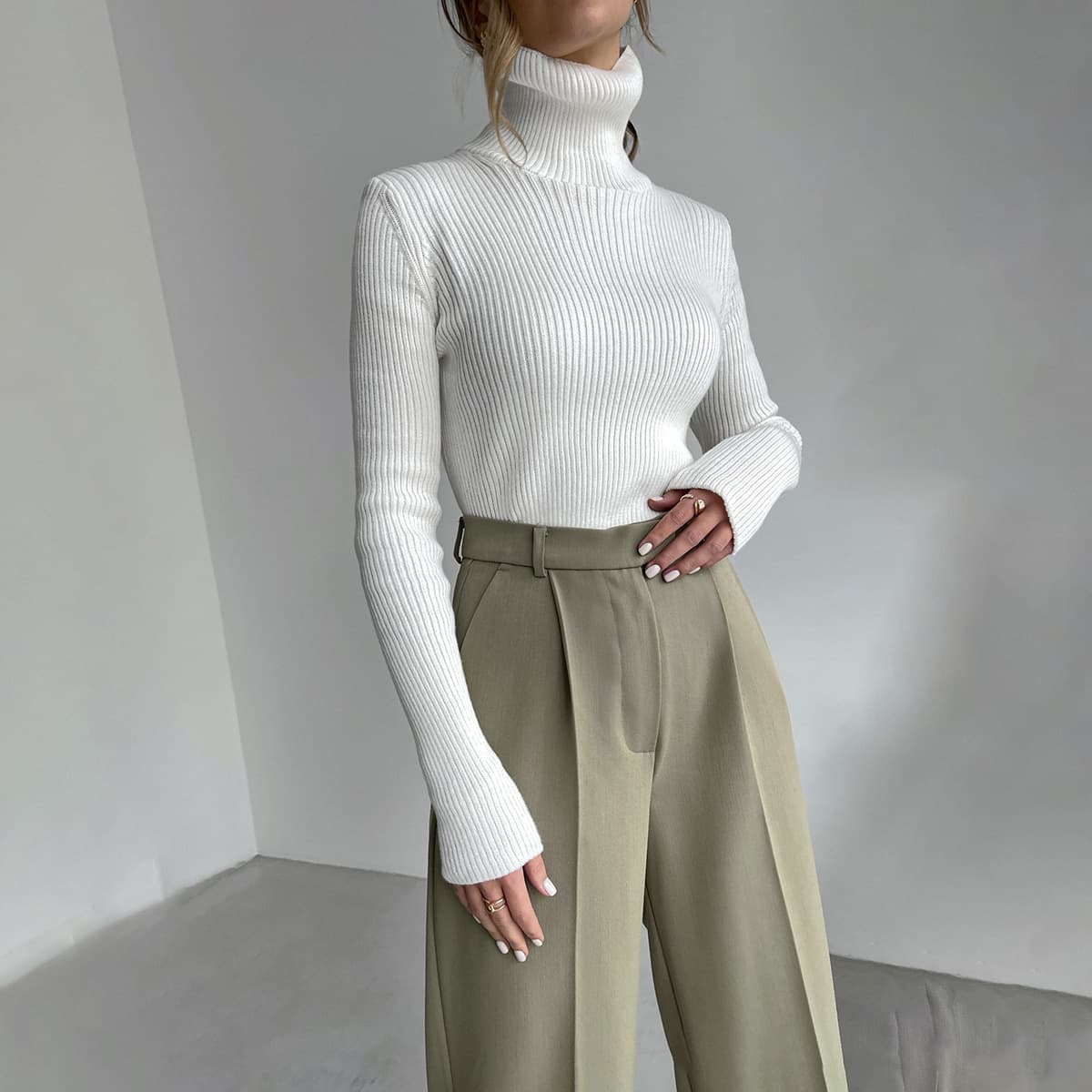 Cross-Border Exclusive Supply of Long Turtleneck Sweaters for Autumn and Winter, Knitted Base Layer Shirts, Slim Fit European and American Plus-Size Pullover Long Sleeves
