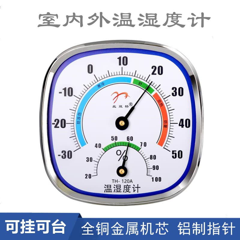 Thermometer Hygrometer for Home Indoor Wall-Mount Analog English Cross-Border Metal Needle Temperature Gauge
