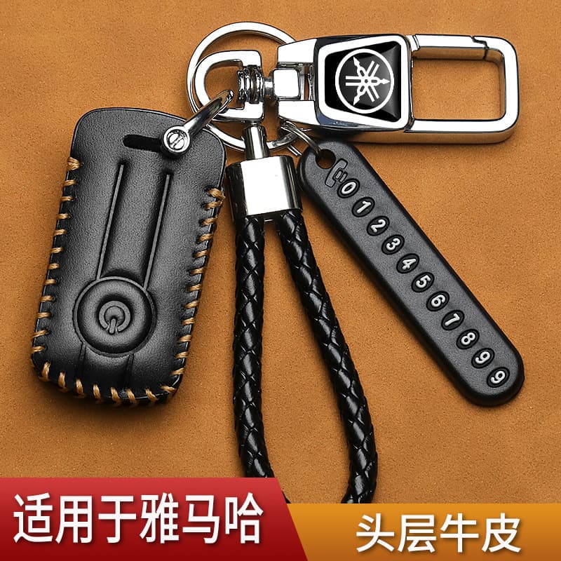 New Yamaha NMAX155 Key Case Cover for NVX155 Motorcycle Genuine Leather Aerox155 Remote Keychain