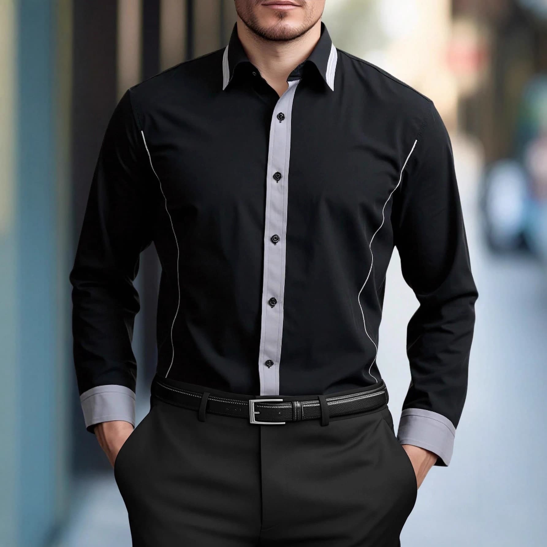 Stretch Bamboo Joint 2025 Autumn Fashion Long-Sleeve Shirt for Men, Korean Slim Fit with Formal Collar