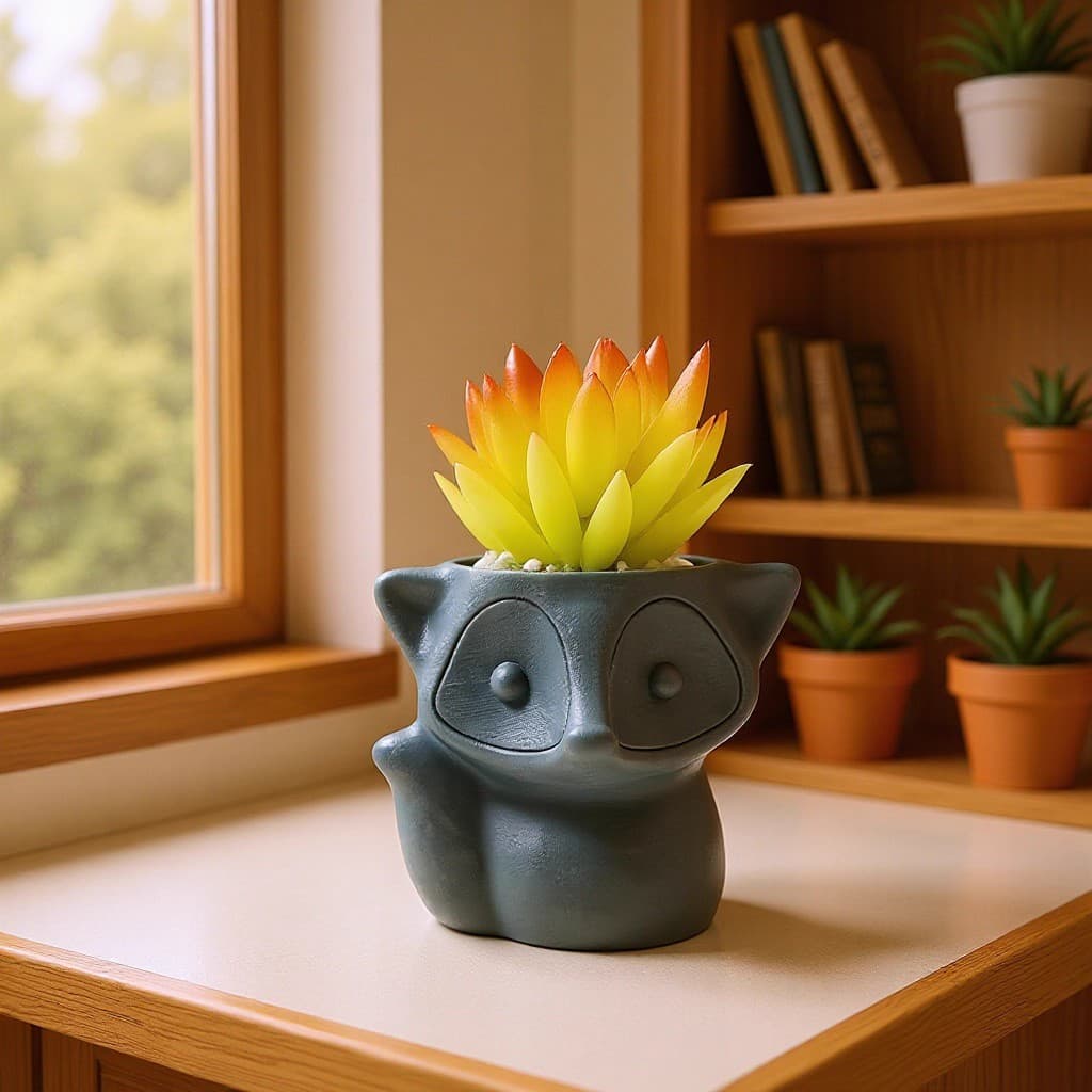 Raccoon Flower Pot Silicone Mold DIY Handmade Succulent Plant Pot Candle Plaster Decoration Container Mold C51