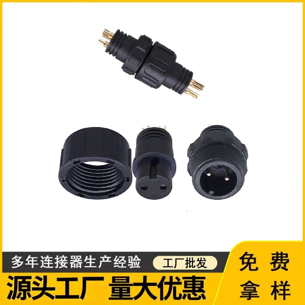 M12 Waterproof Connector with Solid Pin Male/Female Quick-Wiring Terminals