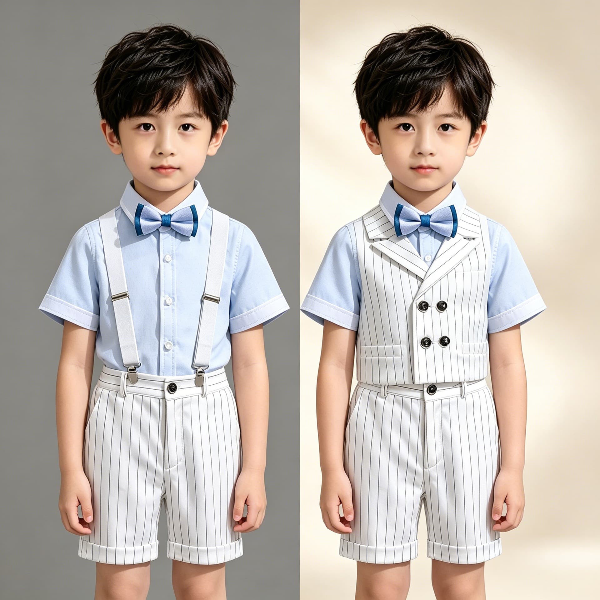 2024 Boys Formal Wear Summer New Children's Suspender Pants Vest Set Handsome Piano Host Choir Performance
