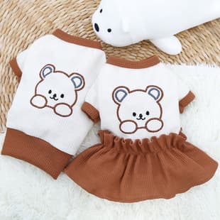 Custom Pet Base Layer Couple Style Cat Dress T-Shirt Bear Teddy Medium Dog Clothes