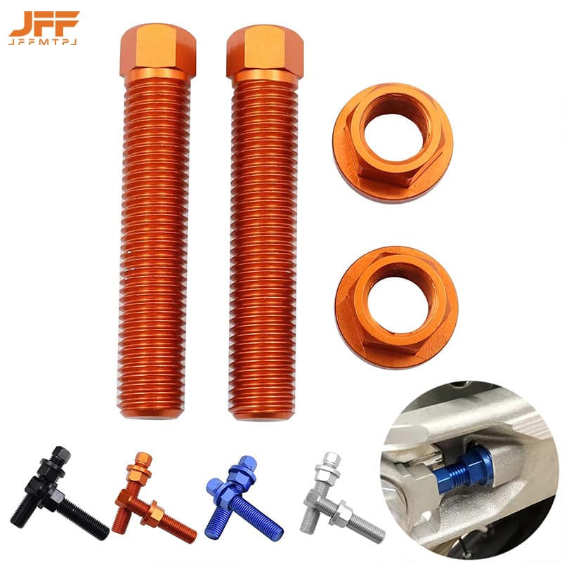 Pair of aluminum alloy off-road motorcycle chain adjustment screws, rear flat fork chain adjustment bolt and nut kit