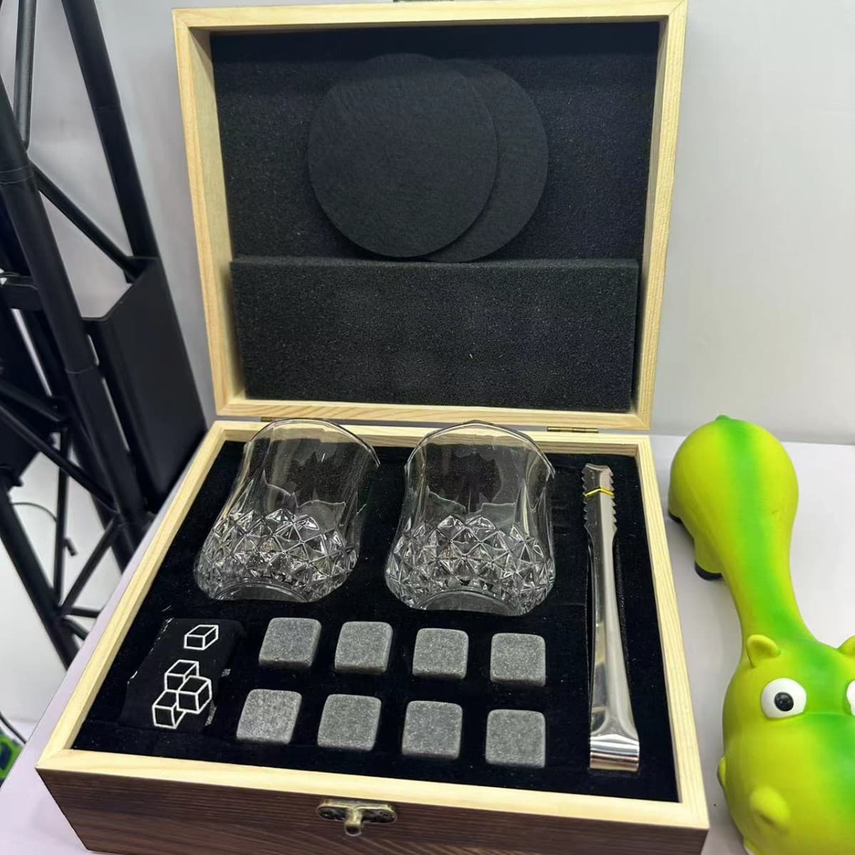 Amazon Whisky Stones Wooden Box Set & Whisky Glass Set