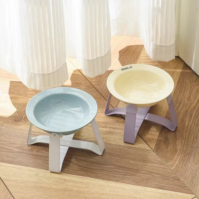Korean Original BD Flying Saucer Cat Ceramic Pet Bowl BD Iron Frame Neck Protection Flying Saucer Can Water Bowl High and Shallow Edge Universal