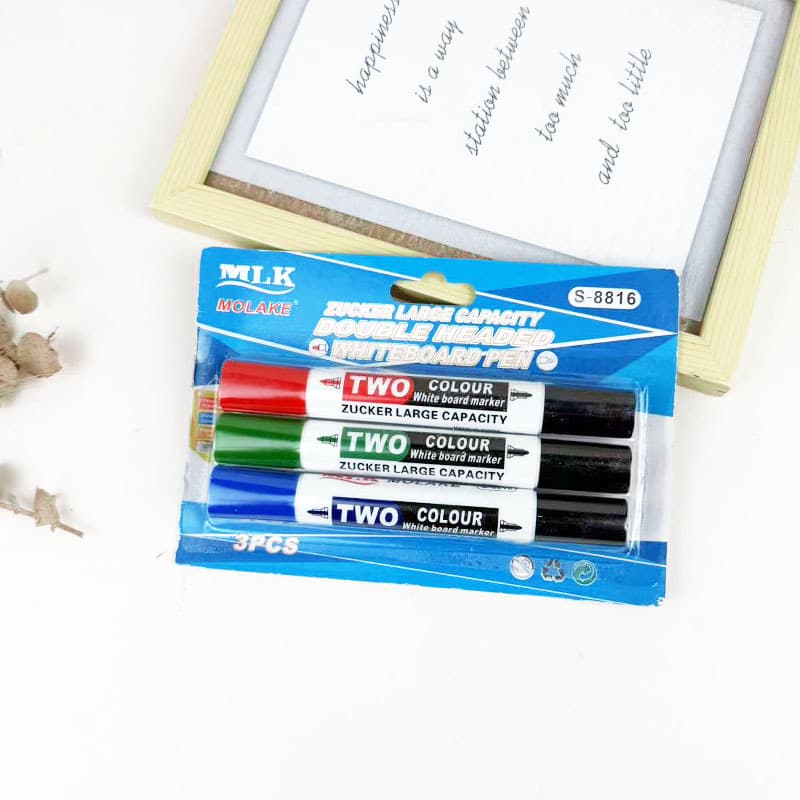 Cross-border double-headed double-color whiteboard pen teaching blackboard pen writing smooth and continuous ink belt blackboard eraser spot wholesale
