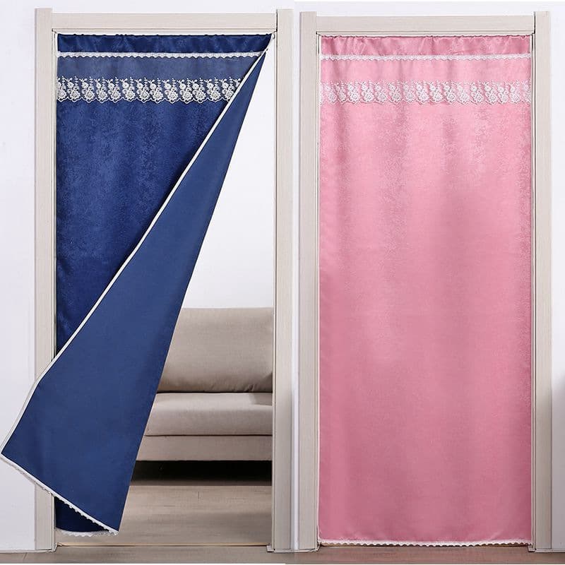 Fabric Door Curtain Light Blocking Partition Curtain for Home Air Conditioning Bedroom Bathroom Kitchen Fitting Room No-Drill Curtain Decoration