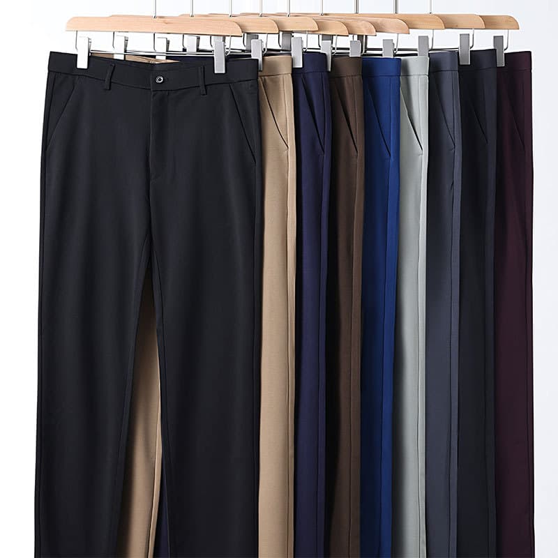 Cross-Border Exclusive Supply of Summer Thin Ice Silk Quick-Dry Men's Trousers, Elastic Dad-Style Dress Pants, Casual Pants