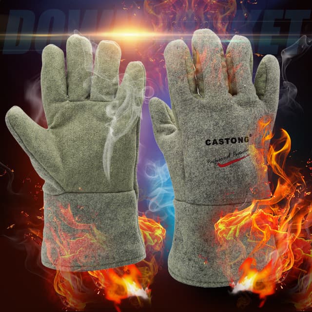 Castong High Temperature Resistant Gloves 500°C Heat Proof Oven Baking Insulated Five-Finger Industrial