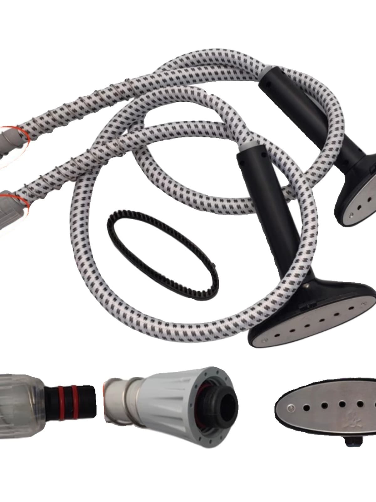Universal Steam Iron Hose with Nozzle and Brush, Red Heart Compatible Replacement Part