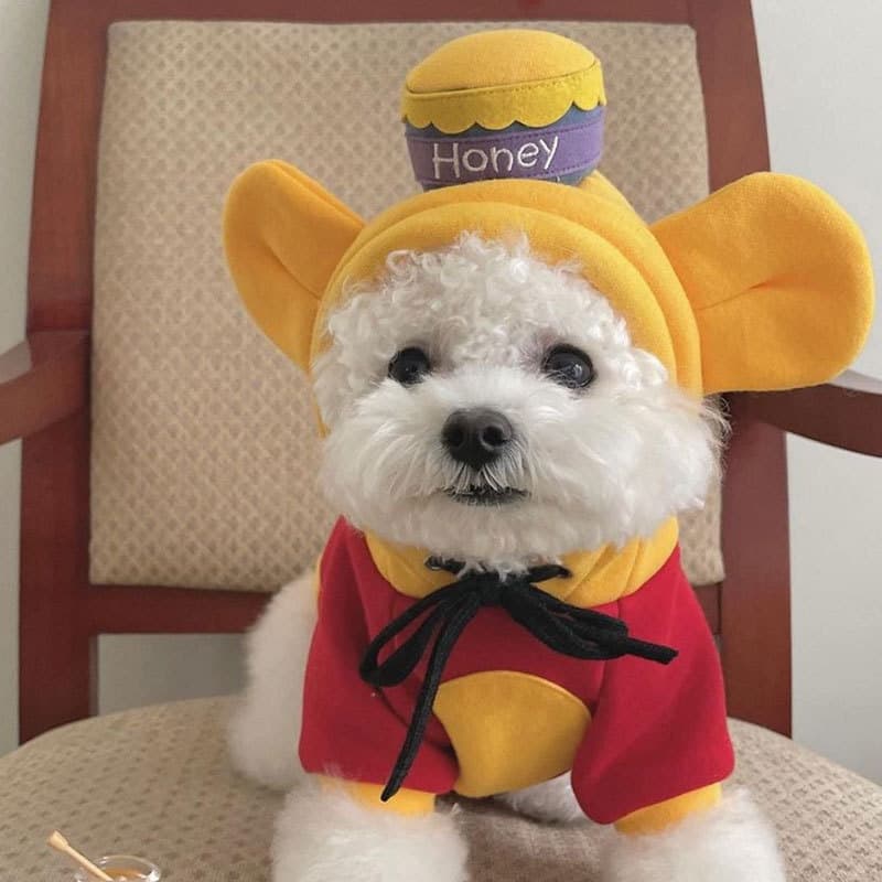Pet Clothing Winnie the Pooh Costume Dog Sweater Thin Cat Two-Legged Outfit for Medium and Small Dogs Funny Clothes