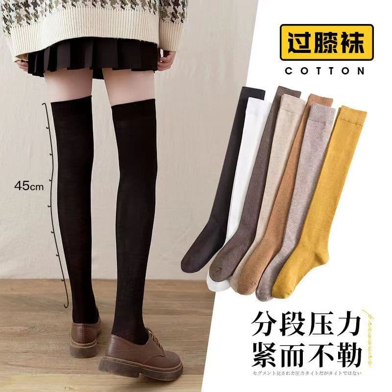 Women's Over-the-Knee Socks, Mid-Calf Korean Style Japanese Summer Thin Ins Knee-High Socks, Black Student JK Calf Socks