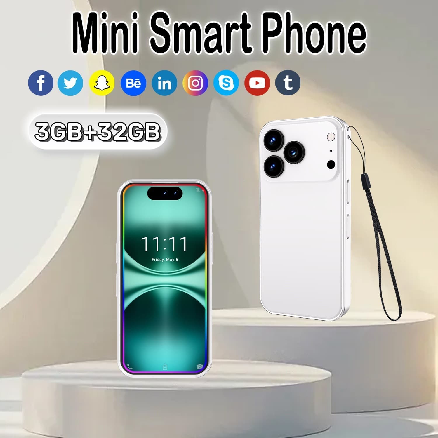 Cross-border Mobile Phone Mini i17 3+64 Android 8.1 4.0-inch Mini Backup Smartphone