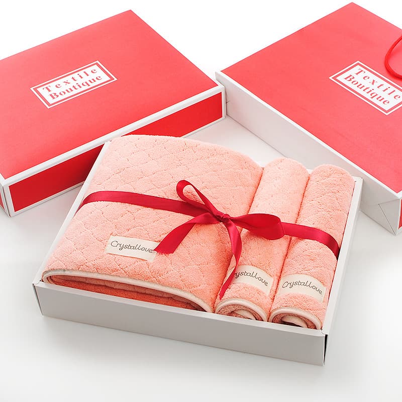 Towel & Bath Towel 3-Piece Gift Set - Birthday/Wedding Souvenir Welfare Return Gifts with Embroidery/Printed Logo