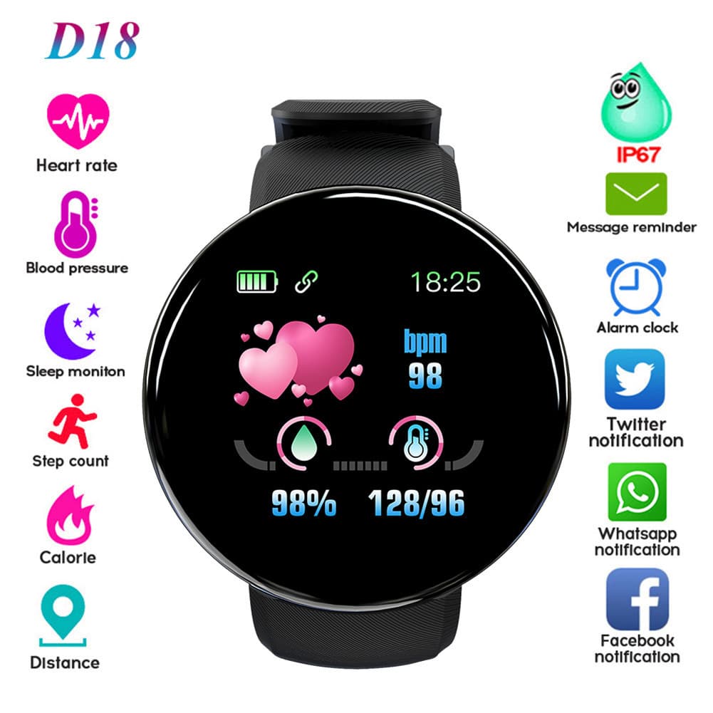 Smart Watch Heart Rate Monitor Men Women Smart Watch Round Fitness Digital Watch Men Women Band Bracelet