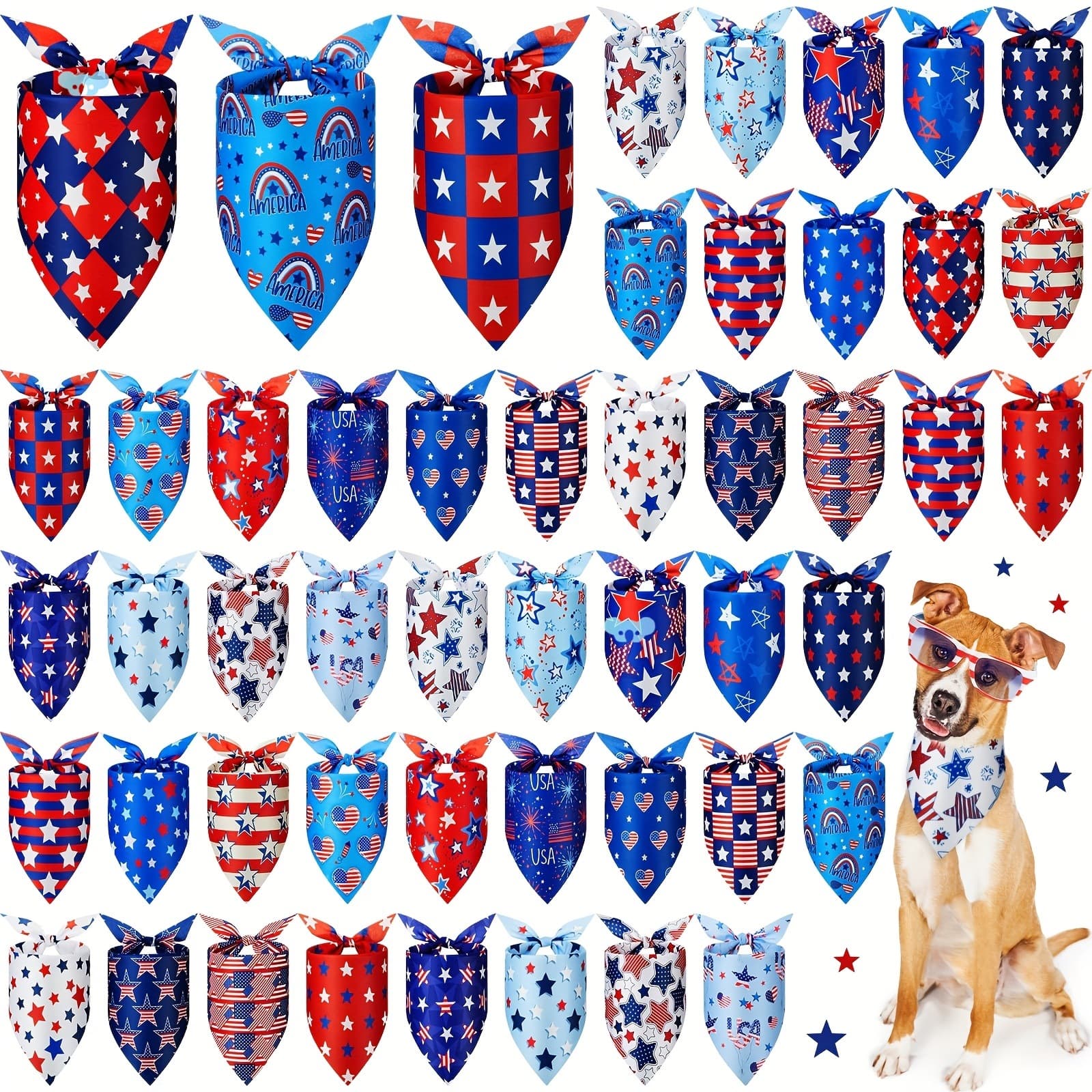 Memorial Day July 4th Party Packs 50pcs Patriotic Dog