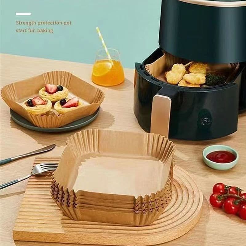 Air fryer paper trays, household oil-absorbing paper mats, food-grade special paper square baking trays, baking paper for commercial use
